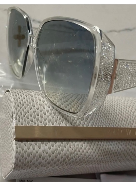 JIMMY CHOO OVERSIZED SQUARE SHAPE ULTRA FINE ROCK CRYSTALS INSERTS ON TEMPLES main image 7